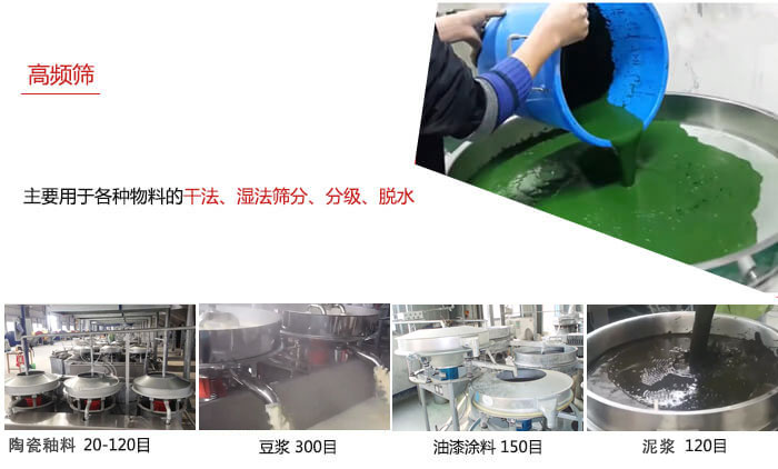 用于各种物料的干法，湿法，分级，脱水等功能
