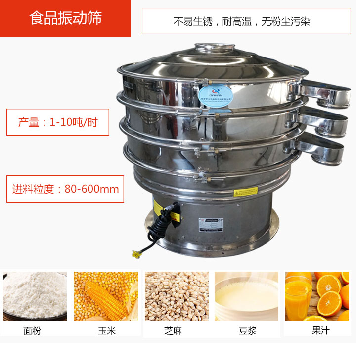 食品绿巨人成人网站不易生锈，耐高温，无粉尘污染，产量在1-10吨/时。